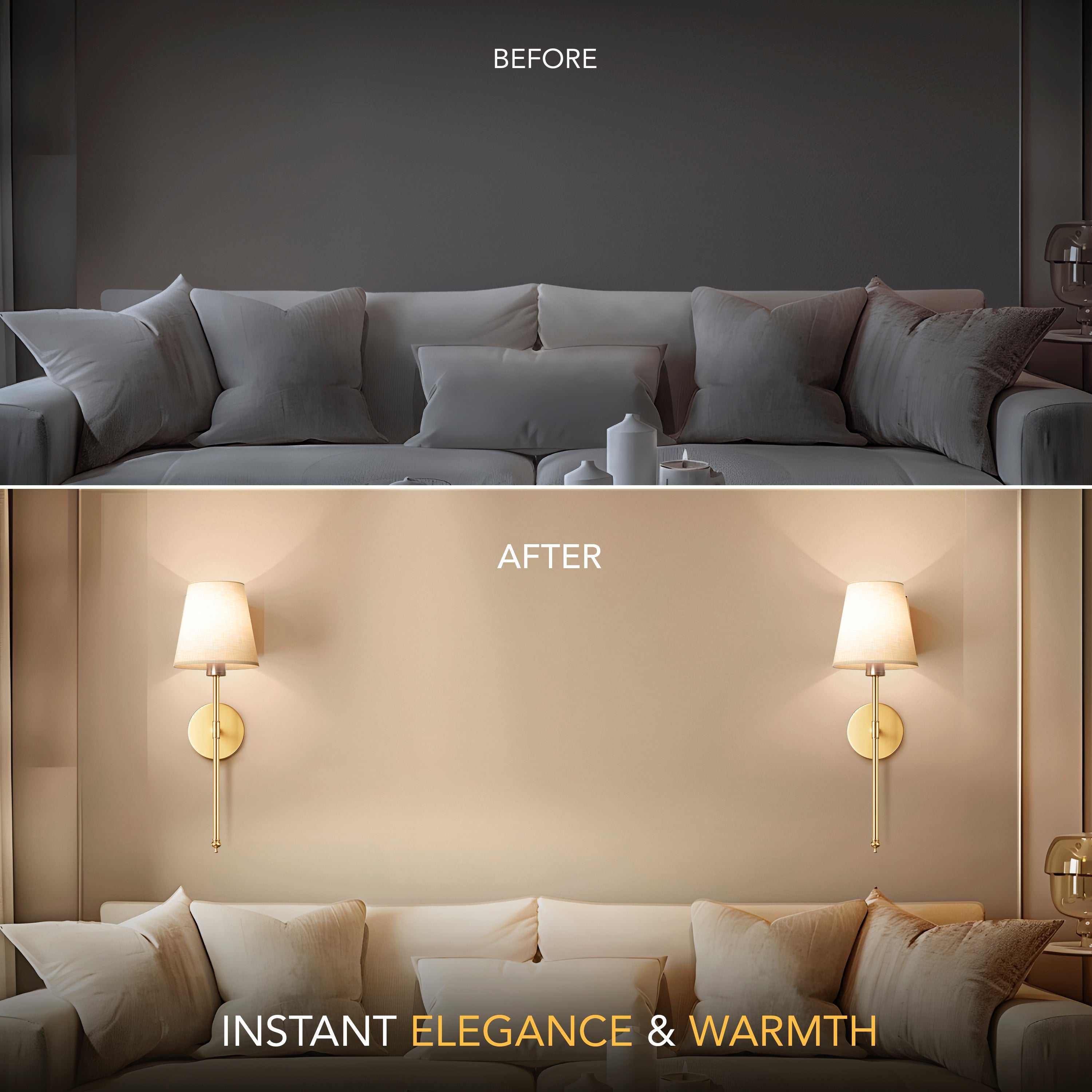 WIRELESS WALL SCONCE (SET OF 2 + 2 BULBS INCLUDED)