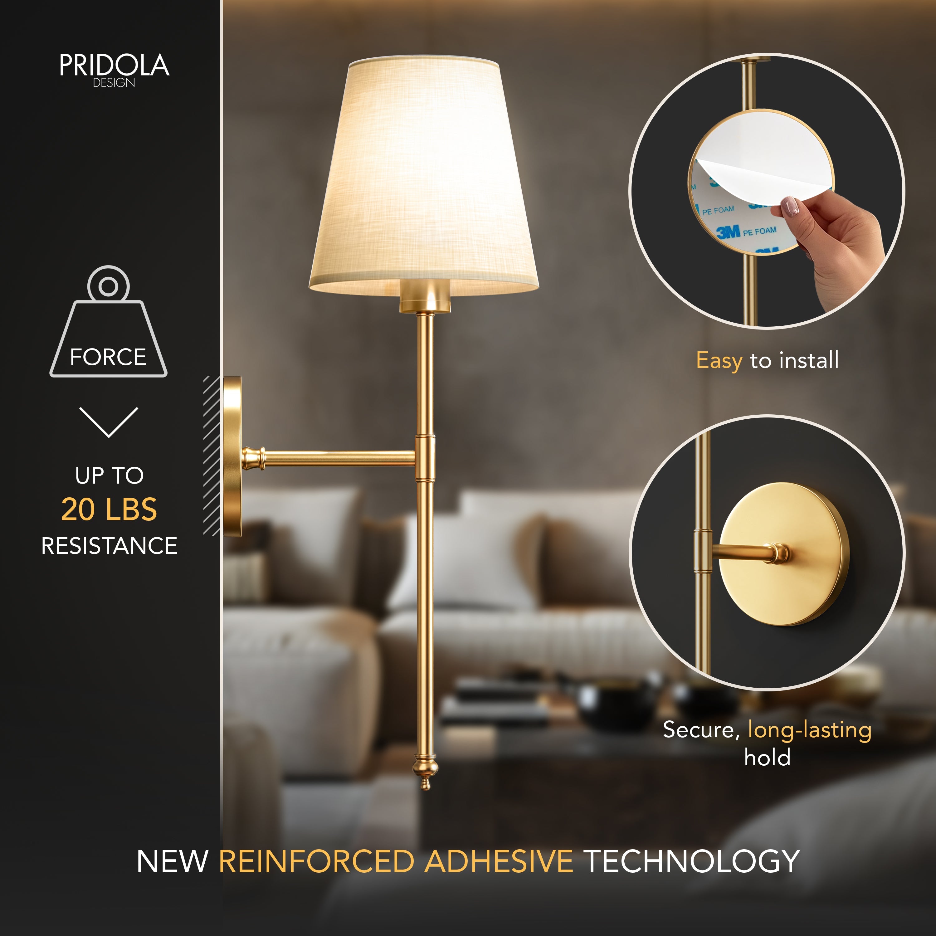 WIRELESS WALL SCONCE (SET OF 2 + 2 BULBS INCLUDED)